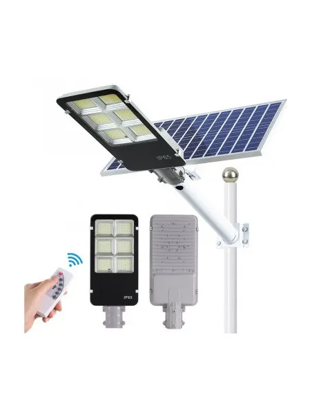 Lampa solara stradala LED cu panou fotovoltaic, suport de prindere si telecomanda 300W/ 400W