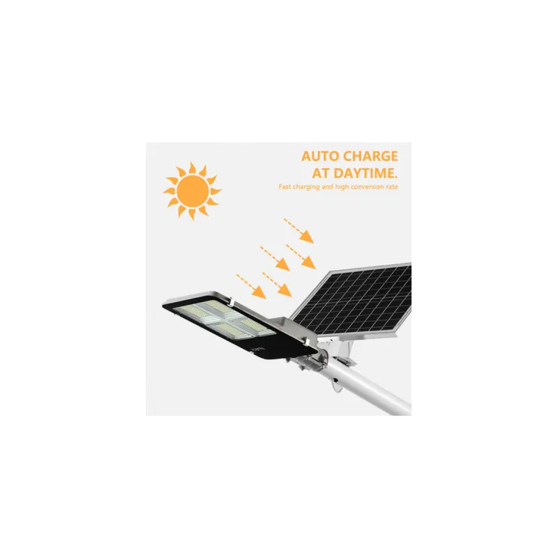 Lampa solara stradala LED cu panou fotovoltaic, suport de prindere si telecomanda 300W/ 400W