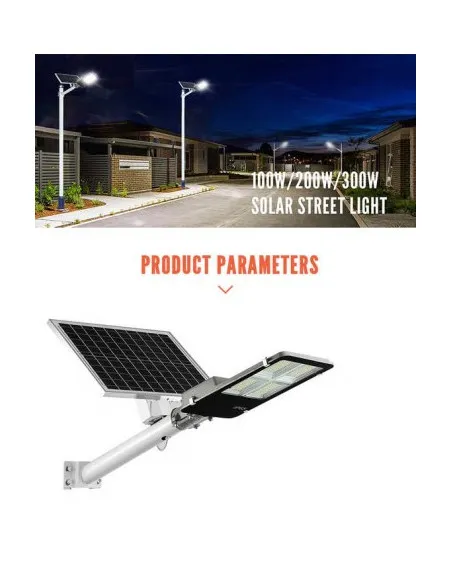 Lampa solara stradala LED cu panou fotovoltaic, suport de prindere si telecomanda 300W/ 400W