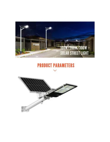 Lampa solara stradala LED cu panou fotovoltaic, suport de prindere si telecomanda 300W/ 400W