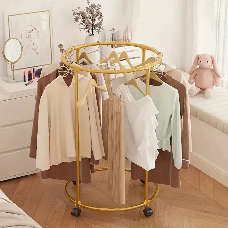 Suport haine rotund inox cu roți, 40 kg