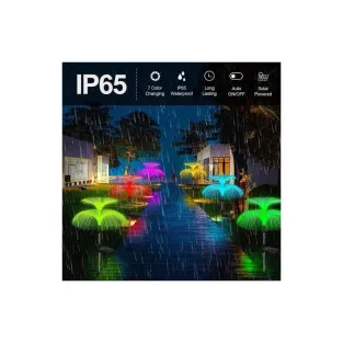 Set 4 x Lampa solara tip meduza cu fibra optica LED RGB 2