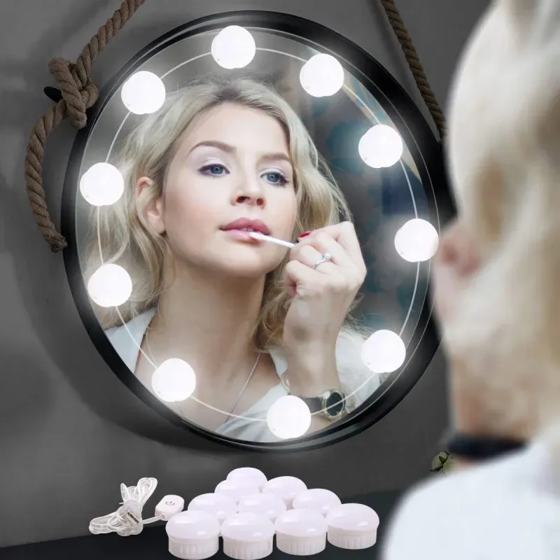 Set 10 becuri LED pentru oglinda make-up, cu