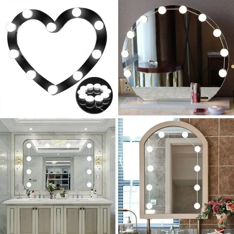 Set 10 becuri LED pentru oglinda make-up, cu