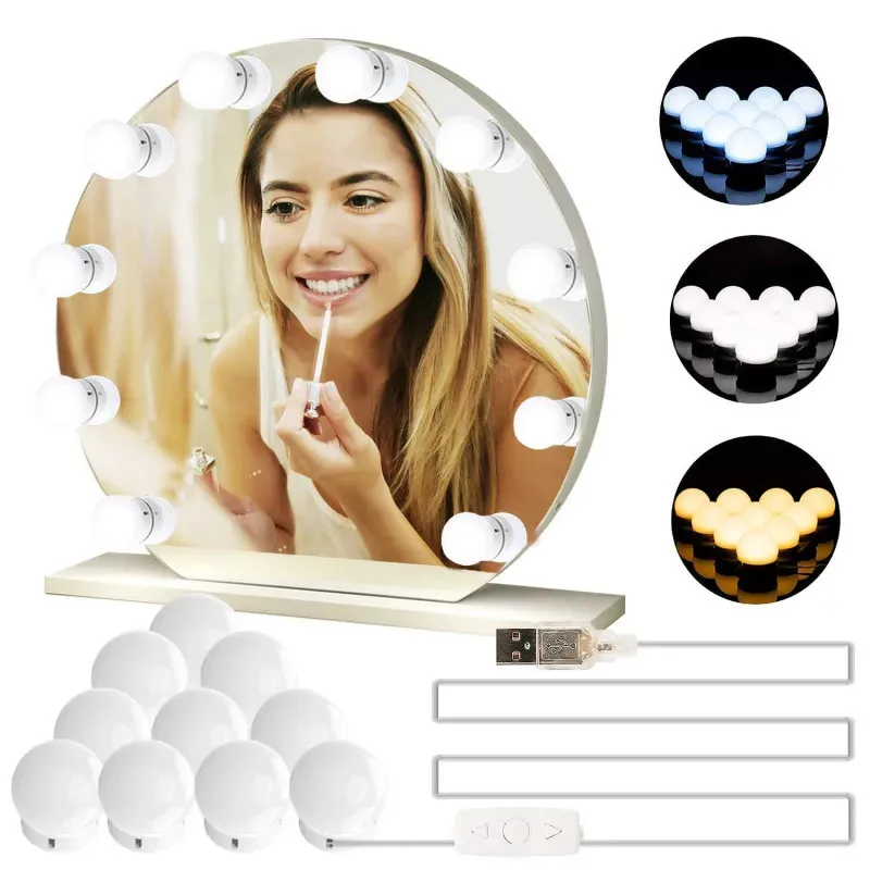 Set 10 becuri LED pentru oglinda make-up, cu