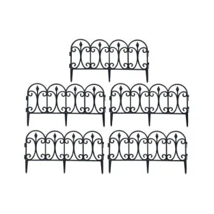 Set 10 garduri decorative pentru gradina 60x32cm, NEGRU