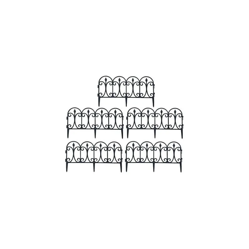 Set 10 garduri decorative pentru gradina 60x32cm, NEGRU