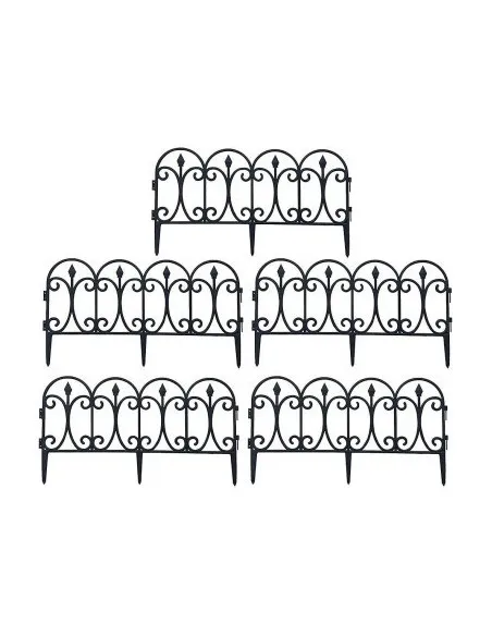 Set 10 garduri decorative pentru gradina 60x32cm, NEGRU