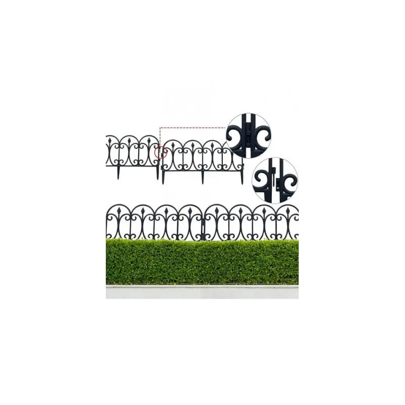 Set 10 garduri decorative pentru gradina 60x32cm, NEGRU