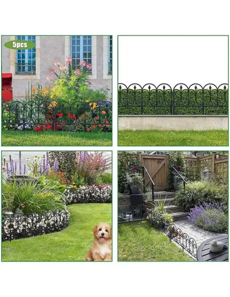 Set 10 garduri decorative pentru gradina 60x32cm, NEGRU