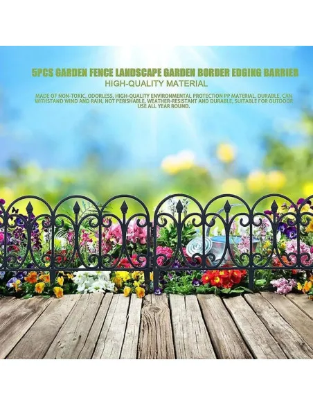 Set 10 garduri decorative pentru gradina 60x32cm, NEGRU