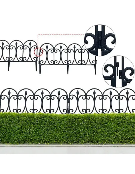 Set 10 garduri decorative pentru gradina 60x32cm, NEGRU