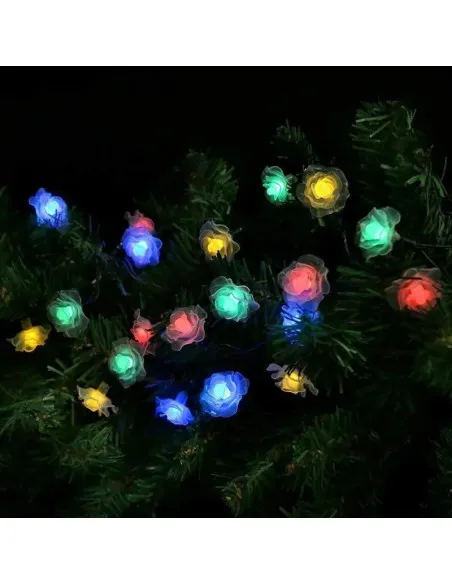 Instalatie solara 50 LED trandafiri, multicolor