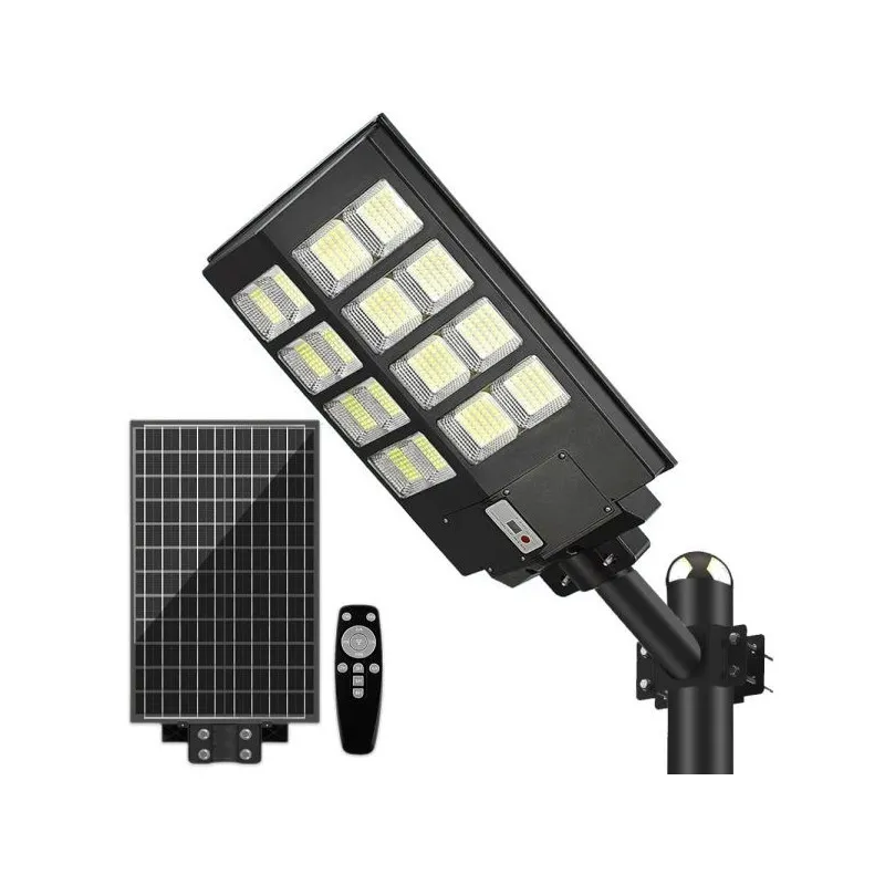 Lampa solara stradala dubla Jortan 2000W, telecomanda, suport metalic
