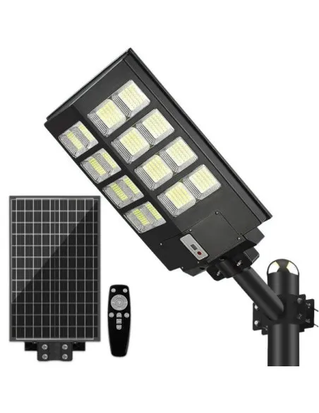 Lampa solara stradala dubla Jortan 2000W, telecomanda, suport metalic