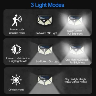 Set 8 x Lampa 100 LED cu panou solar, senzor de miscare 2