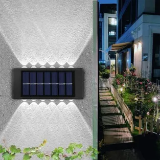 4 x Lampi Solare Bidirectionale,12 LED, Alb Cald