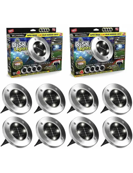 Set 8 x lampa solara cu 4 LED si senzor de lumina