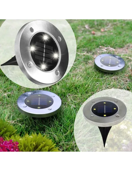 Set 8 x lampa solara cu 4 LED si senzor de lumina