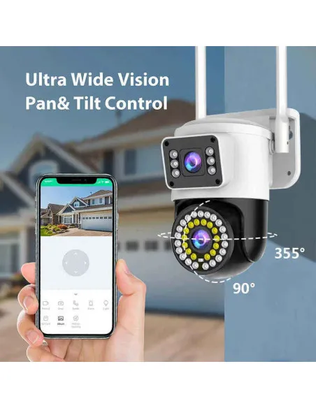 Camera Supraveghere WiFi JORTAN JT-8696QJ, 6MP, Rotire 360°, Vedere Nocturna Color, 2 Antene, Port Ethernet, Waterproof, Exterio