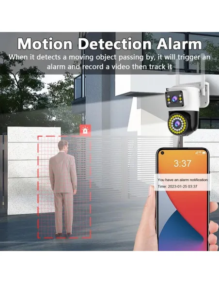 Camera Supraveghere WiFi JORTAN JT-8696QJ, 6MP, Rotire 360°, Vedere Nocturna Color, 2 Antene, Port Ethernet, Waterproof, Exterio