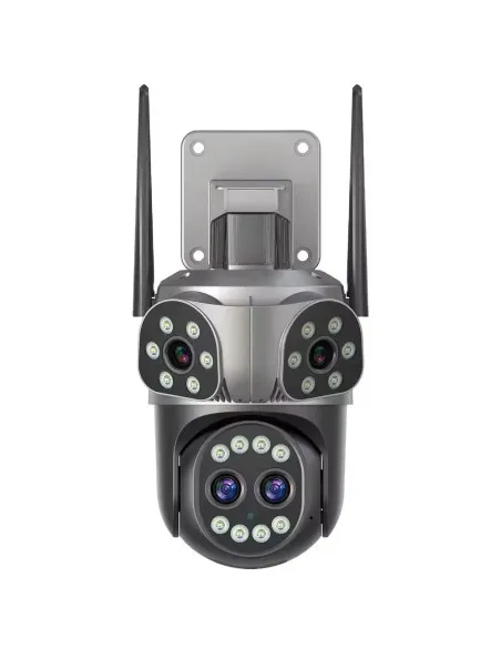 Camera Supraveghere WiFi JORTAN JT-8856, 6MP, 4 Lentile cu Zoom, Rotire 360°, Alarma, Vedere Nocturna Color, Waterproof, Negru