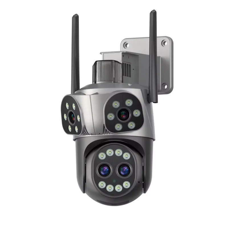 Camera Supraveghere WiFi JORTAN JT-8856, 6MP, 4 Lentile cu Zoom, Rotire 360°, Alarma, Vedere Nocturna Color, Waterproof, Negru