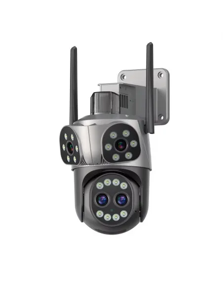 Camera Supraveghere WiFi JORTAN JT-8856, 6MP, 4 Lentile cu Zoom, Rotire 360°, Alarma, Vedere Nocturna Color, Waterproof, Negru