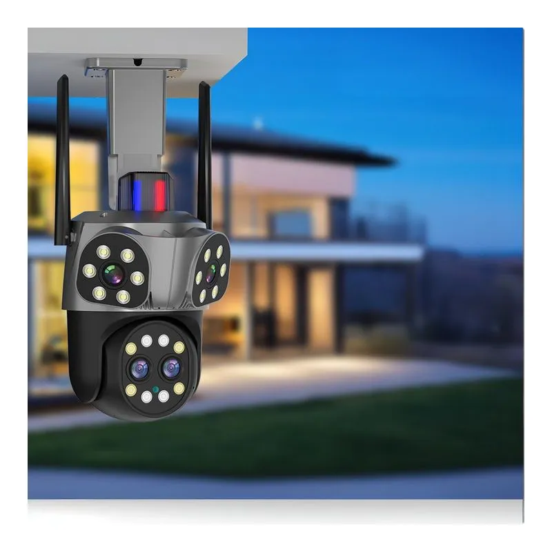 Camera Supraveghere WiFi JORTAN JT-8856, 6MP, 4 Lentile cu Zoom, Rotire 360°, Alarma, Vedere Nocturna Color, Waterproof, Negru