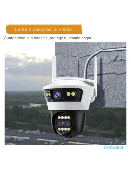 Camera Jortan4 Dubla, Conexiune Wifi, 2 Lentile V,Full HD, Interior/Exterior, Recunoastere faciala IP66 + CARD 32GB