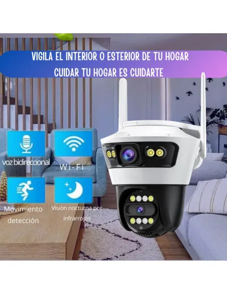 Camera Jortan4 Dubla, Conexiune Wifi, 2 Lentile V,Full HD, Interior/Exterior, Recunoastere faciala IP66 + CARD 32GB