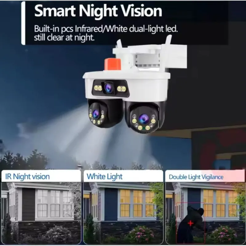 Camera Supraveghere Tripla WiFi JORTAN 8, 9MP, Triple Lens, Rotire 360°, Alarma, Vedere Nocturna Color, Ethernet, Waterproof