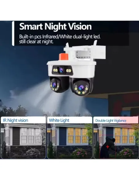 Camera Supraveghere Tripla WiFi JORTAN 8, 9MP, Triple Lens, Rotire 360°, Alarma, Vedere Nocturna Color, Ethernet, Waterproof