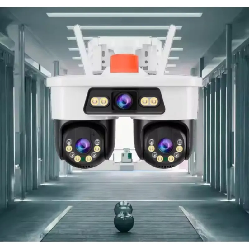 Camera Supraveghere Tripla WiFi JORTAN 8, 9MP, Triple Lens, Rotire 360°, Alarma, Vedere Nocturna Color, Ethernet, Waterproof