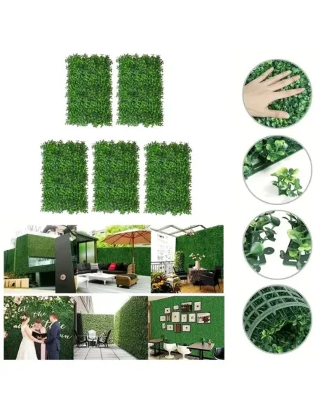 Set 5 x Gard artificial cu frunze din Cisimir 40 x 60cm