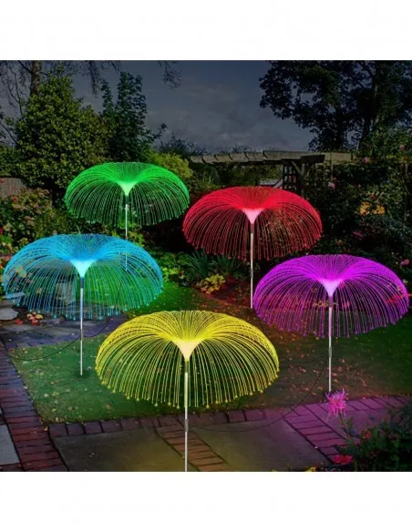 Set 2 x Lampa solara tip meduza cu fibra optica LED RGB
