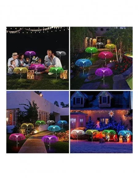 Set 2 x Lampa solara tip meduza cu fibra optica LED RGB