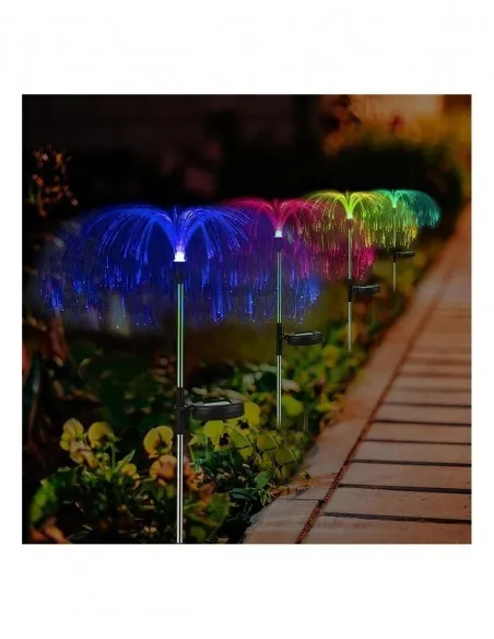 Set 2 x Lampa solara tip meduza cu fibra optica LED RGB
