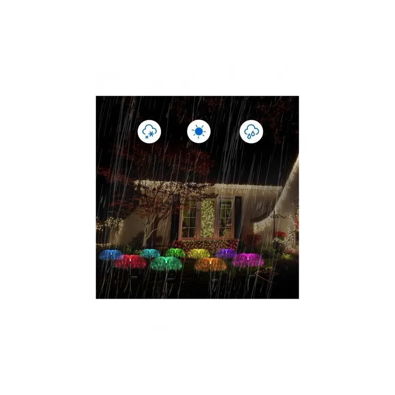 Set 2 x Lampa solara tip meduza cu fibra optica LED RGB