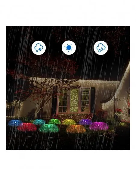 Set 2 x Lampa solara tip meduza cu fibra optica LED RGB