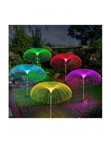 Set 2 x Lampa solara tip meduza cu fibra optica LED RGB