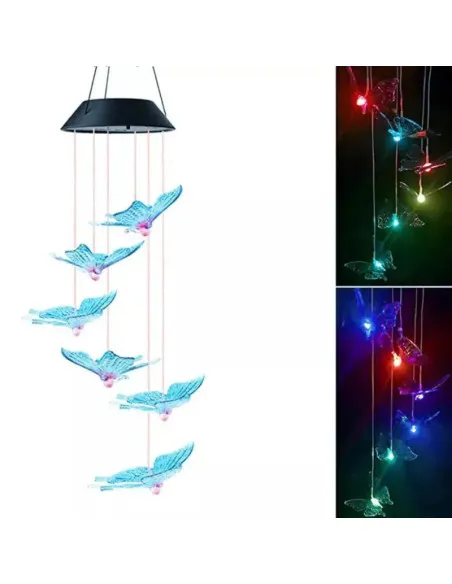 Decoratiune cu 6 fluturi incarcare solara si jocuri de lumini pentru gradina