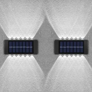 4 x Lampi Solare Bidirectionale,12 LED, Alb Cald