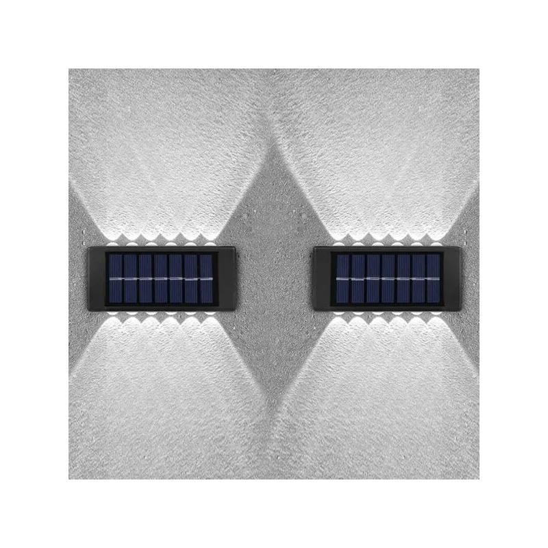 4 x Lampi Solare Bidirectionale,12 LED, Alb Cald