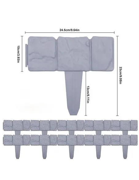 Set 10 x Bordura din plastic cu aspect de piatra