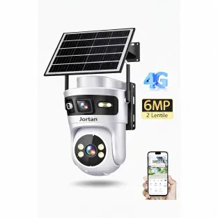 Camera Supraveghere 4G Solar JORTAN JT-9682, 6MP, Panou Solar 7.5W, Vedere Nocturna Color, Alarma Inteligenta, Type-C, Alb