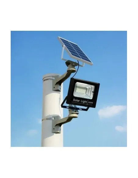 Set 2 x Proiector cu panou solar Jortan 50w, telecomanda, indicator baterie, 6500k, IP66