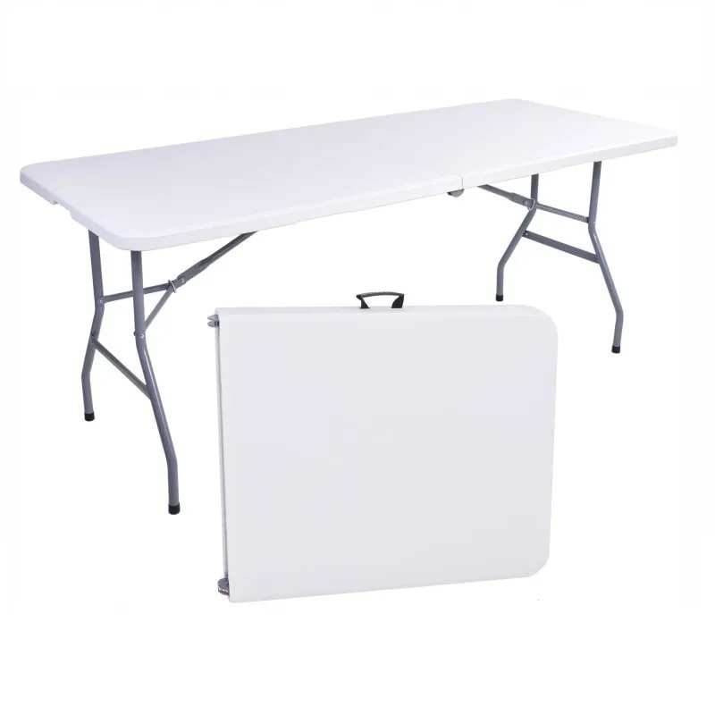 Masa pliabila pentru gradina, caterign, camping sau pescuit, tip valiza, 180x70x74 cm, alb