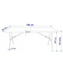 Masa pliabila pentru gradina, caterign, camping sau pescuit, tip valiza, 180x70x74 cm, alb