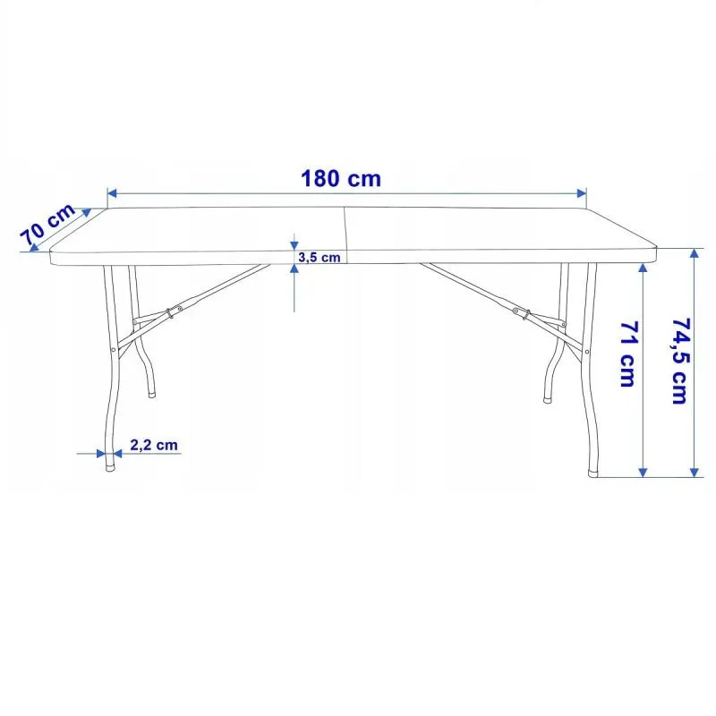Masa pliabila pentru gradina, caterign, camping sau pescuit, tip valiza, 180x70x74 cm, alb